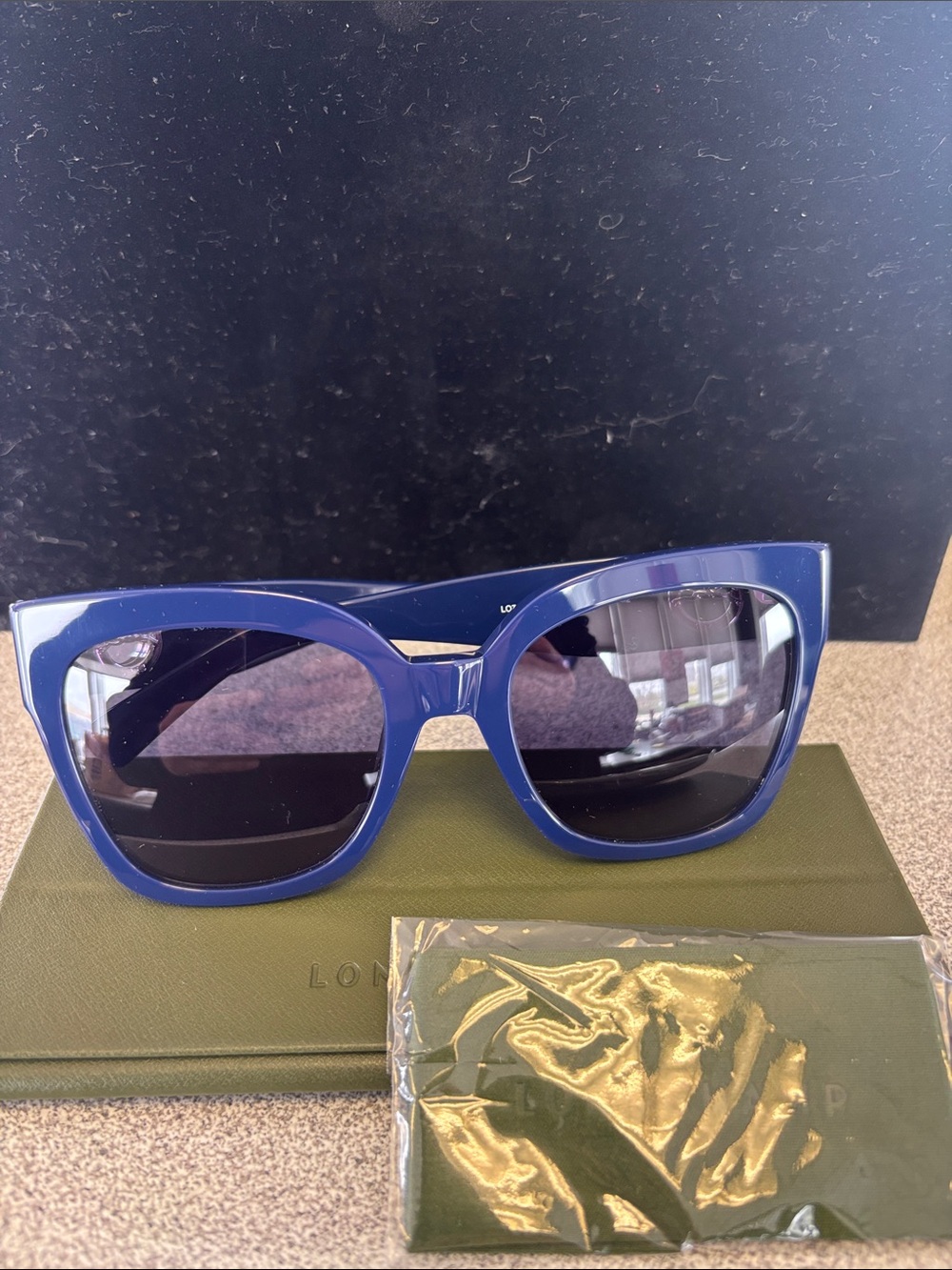 Longchamp Blue Oversized Cat-Eye Sunglasses